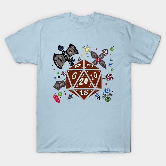 Fantasy Weapon D20 T-Shirt by Fantasy West Design